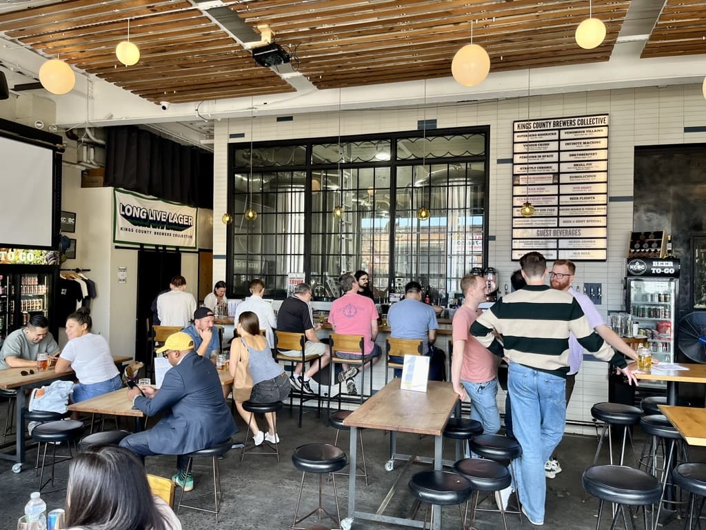 Drinking beer at the taproom at KCBC in Bushwick, Brooklyn